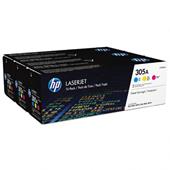 HP 305A (CF370AM) Color Original Standard Capacity Toner Cartridge Multipack - 3 Pack