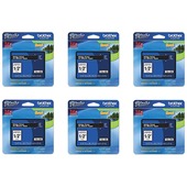Brother TZe-131 Original P-Touch Label Tape - 1/2 in x 26 ft (12mm x 8m) Black on Clear - Pack of 6