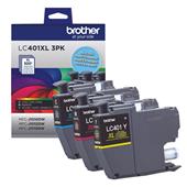 Brother LC401XL3PKS Color Original High Yield Ink Cartridge Multipack - 3 Pack