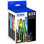 Epson T822 (T822120-BCS) Black and Color Original Standard Yield Ink Cartridge Multipack - 4 Pack