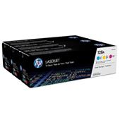 HP 128A Cyan/Yellow/Magenta Original Toner Cartridges (3 Pack)