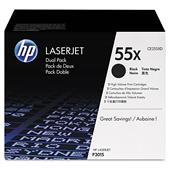 HP 55X (CE255X) Original Black High Capacity Toner Cartridge (Twin Pack - CE255XD)